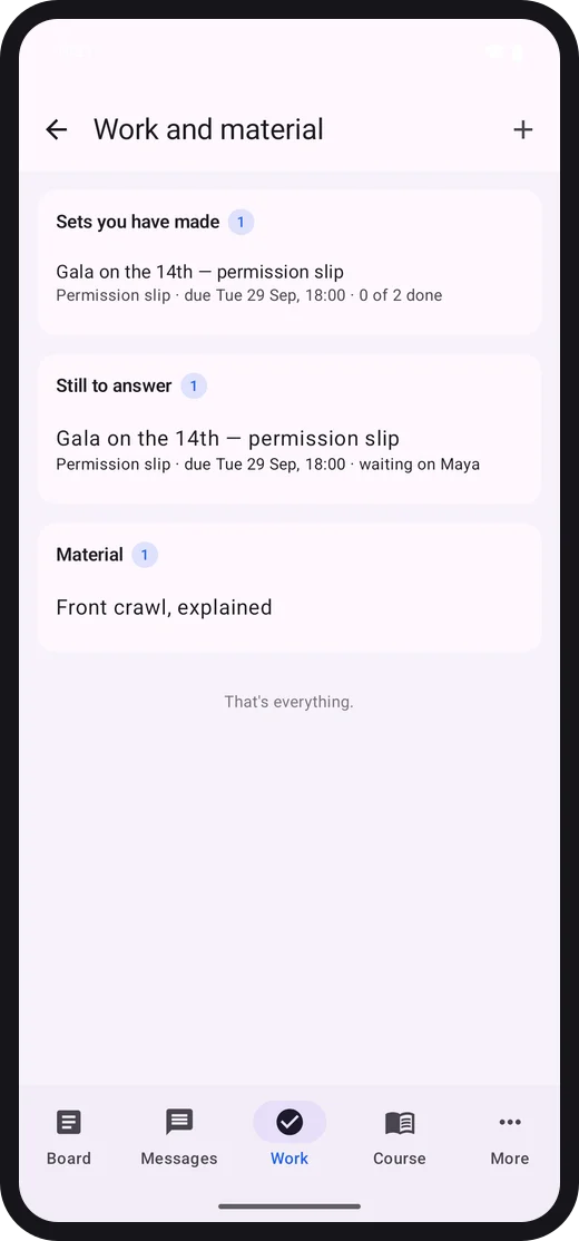A class's work on Android