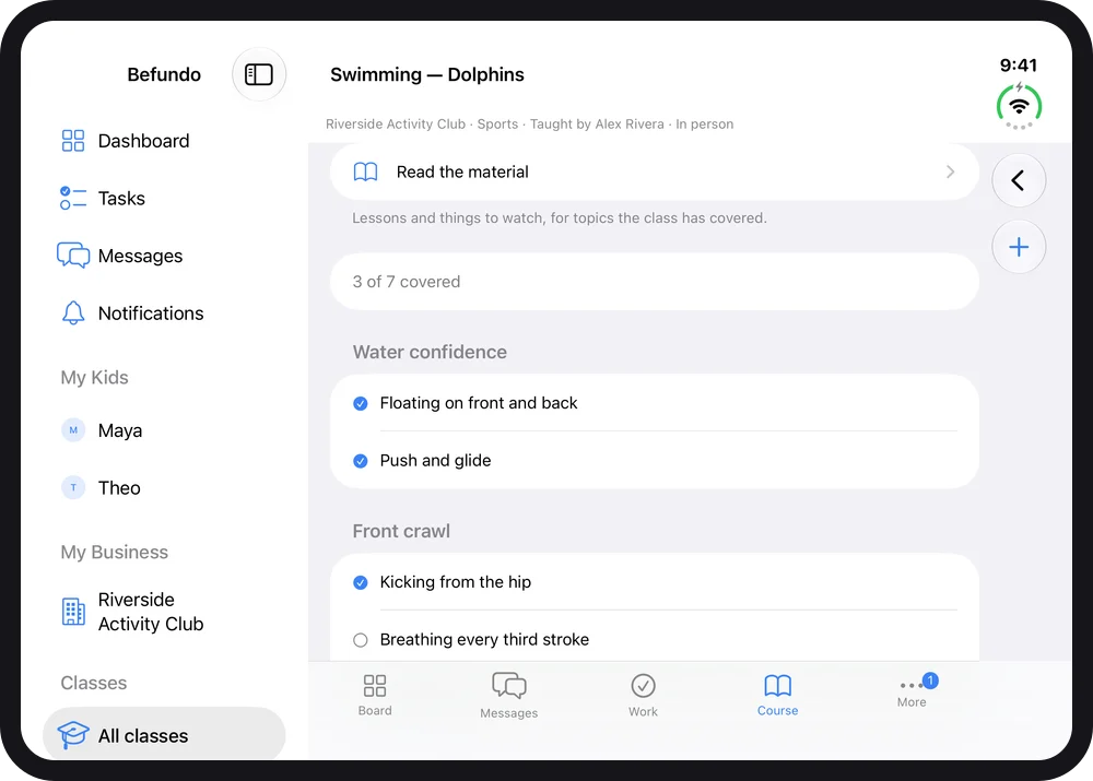 A class's course on iPhone Duo, unfolded