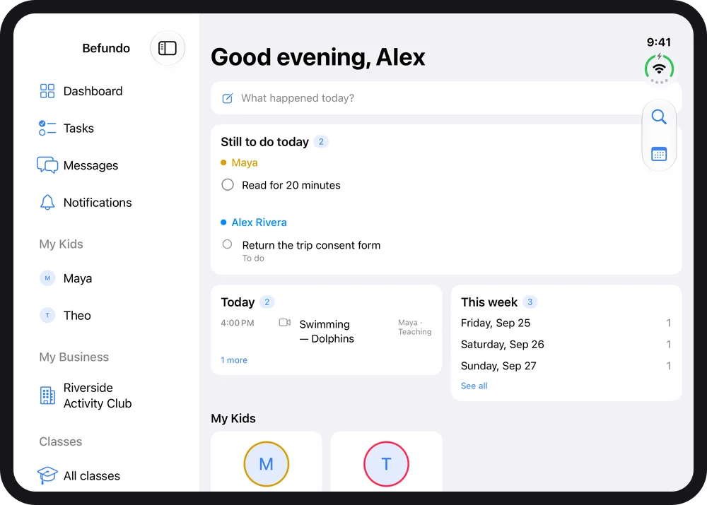 The dashboard on iPhone Duo, unfolded