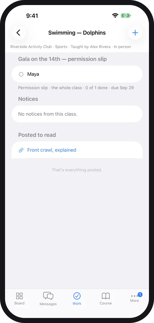 A class's work on iPhone