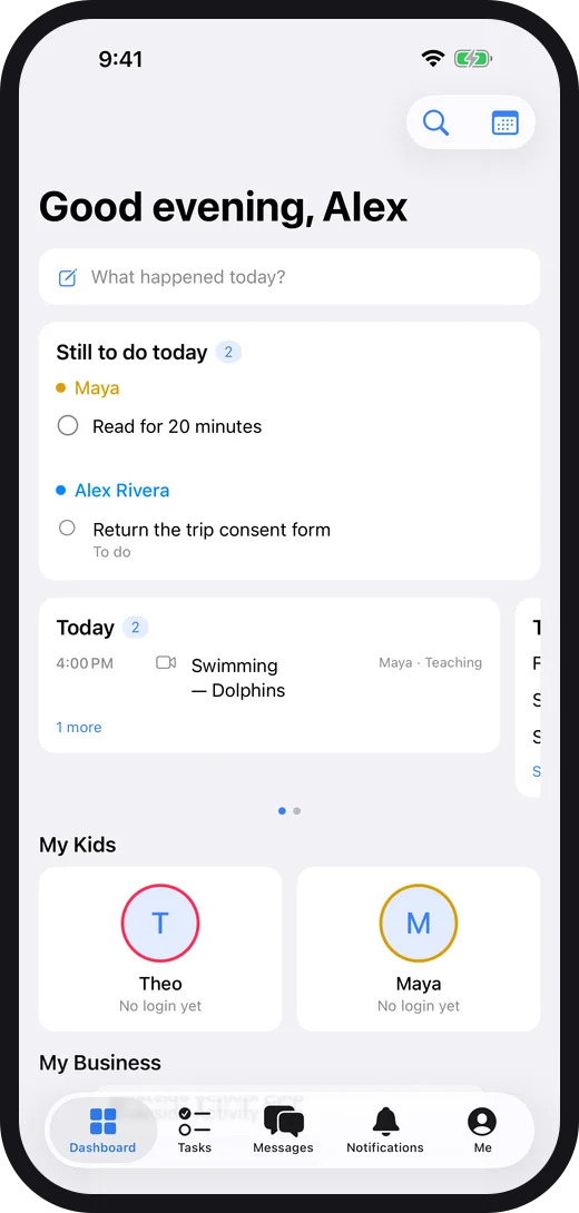 The dashboard on iPhone
